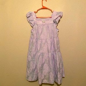 Purple floral dress.